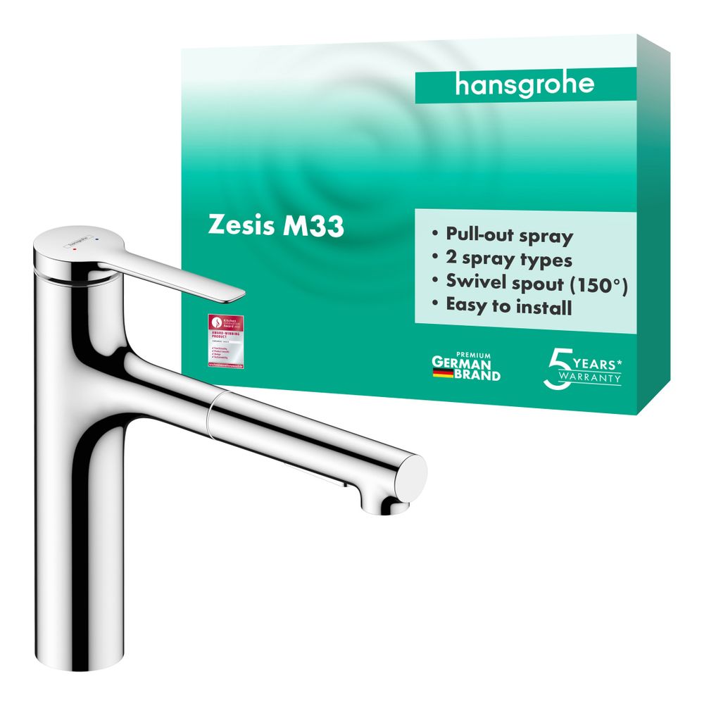 Hansgrohe Zesis M33 Einhebel-Küchenmischer 160mm, 8,2l/min, Ausziehbrause, 2jet, Ch... HANSGROHE-74801000 4059625339770 (Abb. 2)
