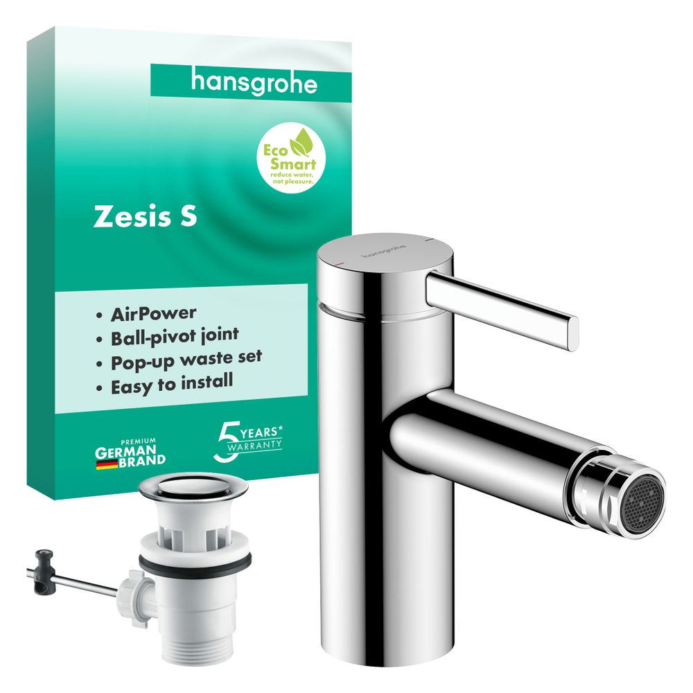 Hansgrohe Zesis S Einhebel-Bidetmischer mit Zugstangen-Ablaufgarnitur, Chrom... HANSGROHE-74200000 4059625557839 (Abb. 2)