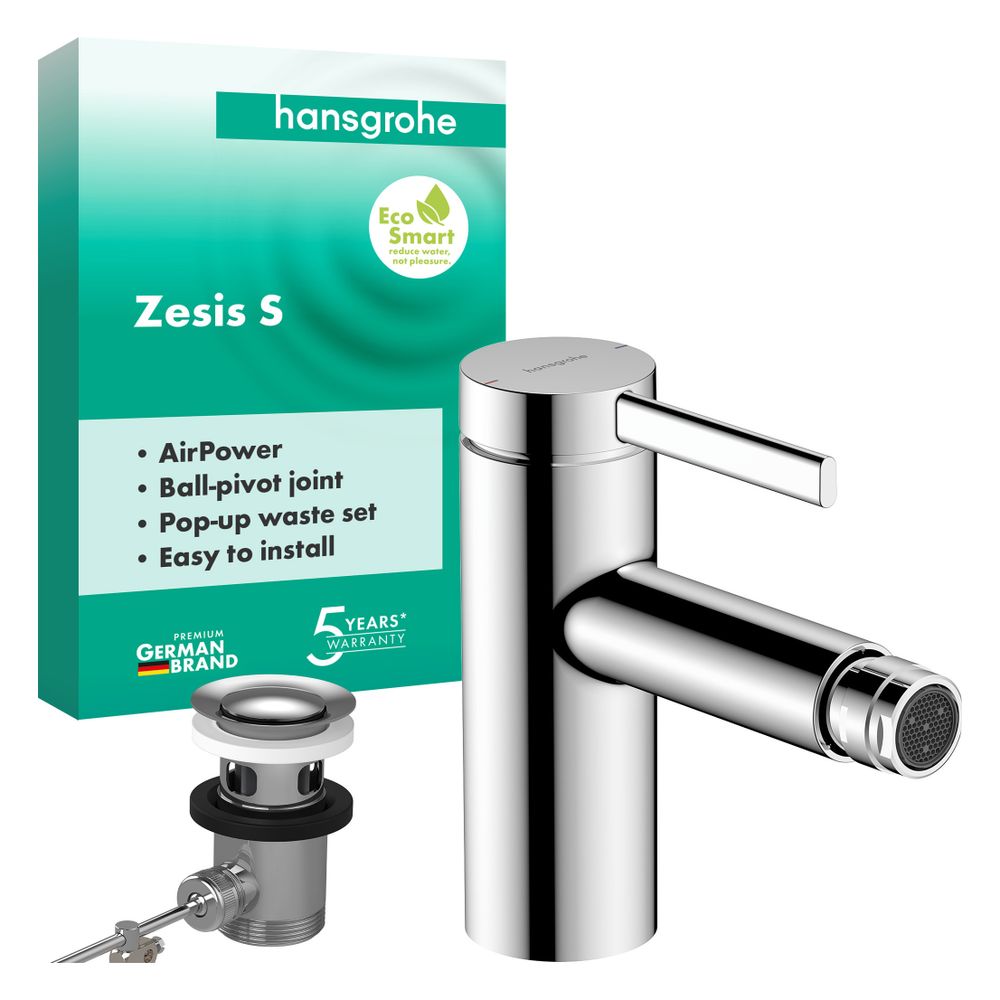 Hansgrohe Zesis S Einhebel-Bidetmischer mit Metall Zugstangen-Ablaufgarnitur, Chrom... HANSGROHE-74201000 4059625563304 (Abb. 3)