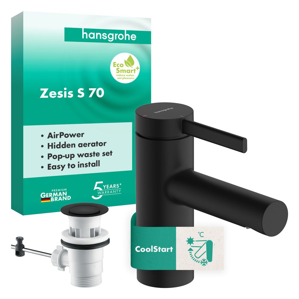 Hansgrohe Zesis S Einhebel-Waschtischmischer 70mm, DN 15, CoolStart, mit Zugstangen... HANSGROHE-74710670 4059625563120 (Abb. 2)