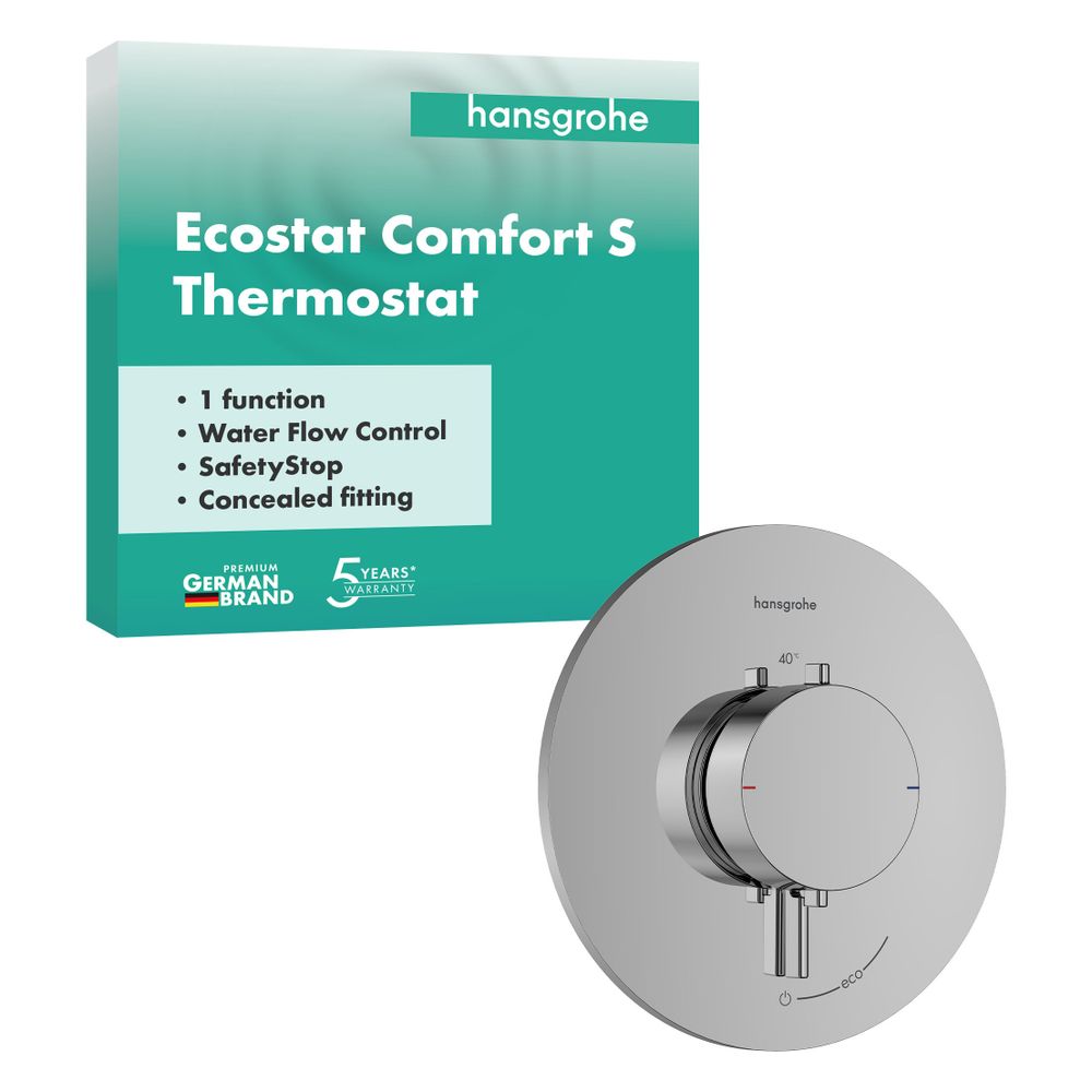 Hansgrohe Ecostat Comfort S Thermostat Unterputz, 25,2l/min, für 1 Verbraucher, Chr... HANSGROHE-33714000 4059625624463 (Abb. 2)