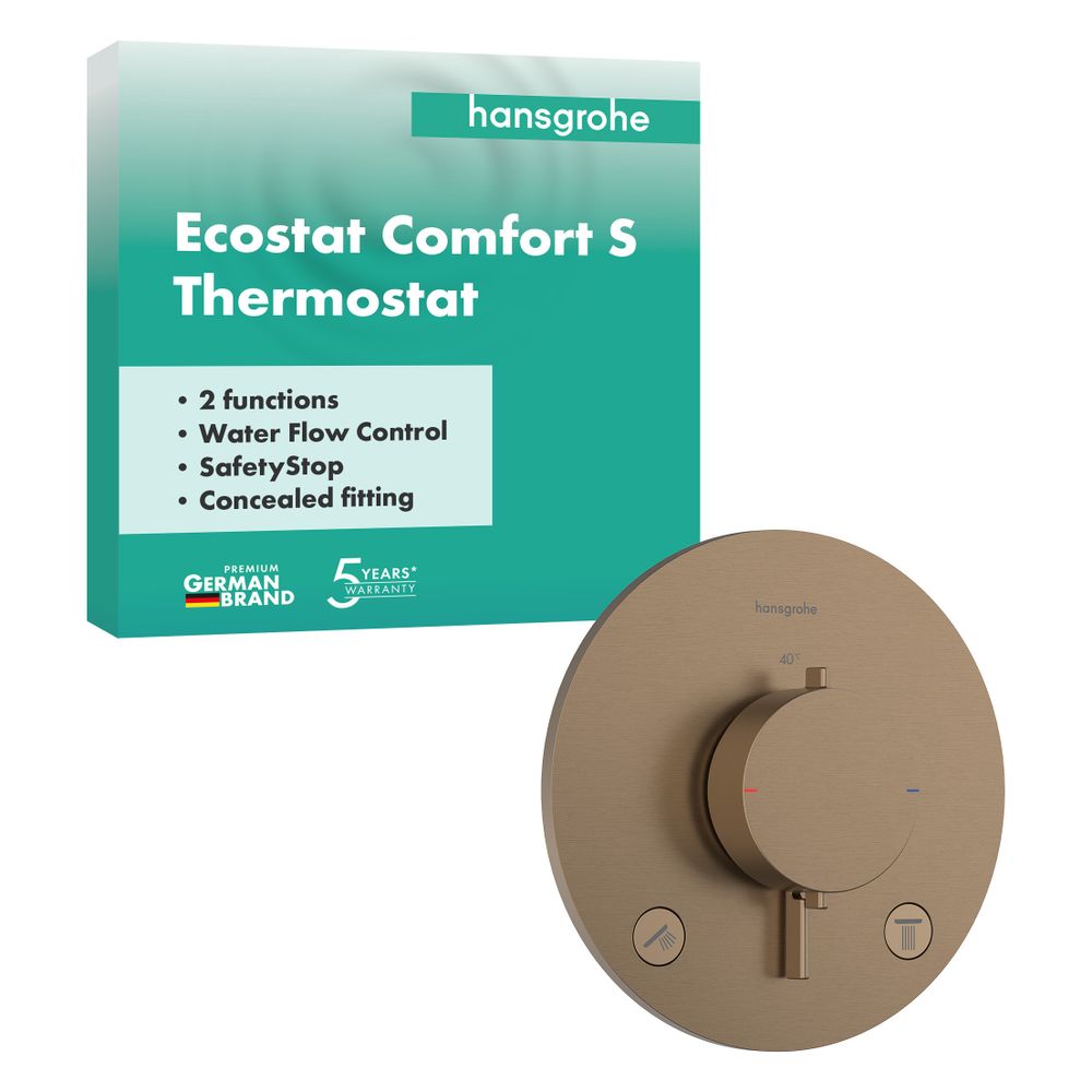 Hansgrohe Ecostat Comfort S Thermostat Unterputz, 25,7l/min, für 2 Verbraucher, Bru... HANSGROHE-33715140 4059625624739 (Abb. 2)