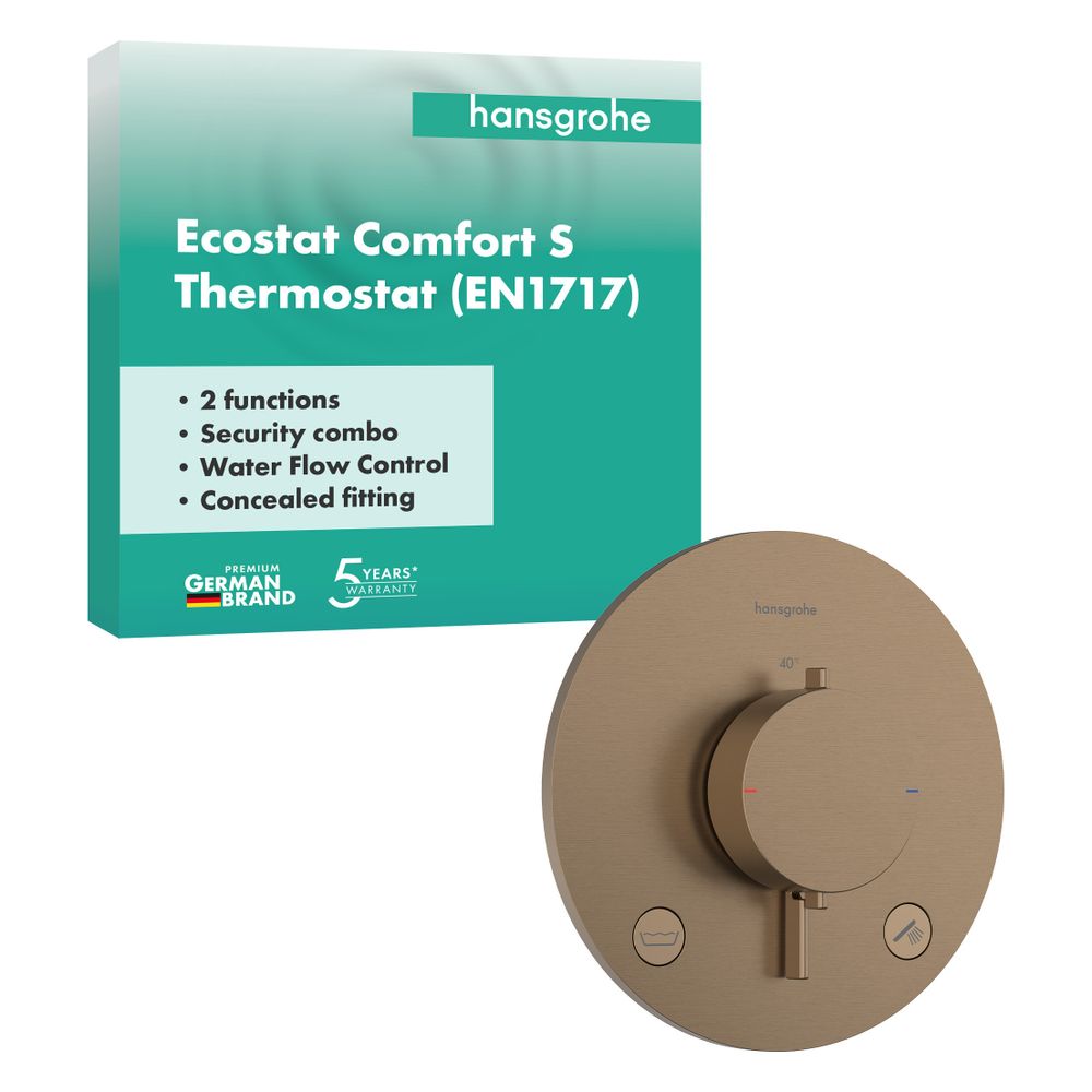 Hansgrohe Ecostat Comfort S Thermostat Unterputz, 25,7l/min, für 2 Verb., integrier... HANSGROHE-33718140 4059625624937 (Abb. 2)