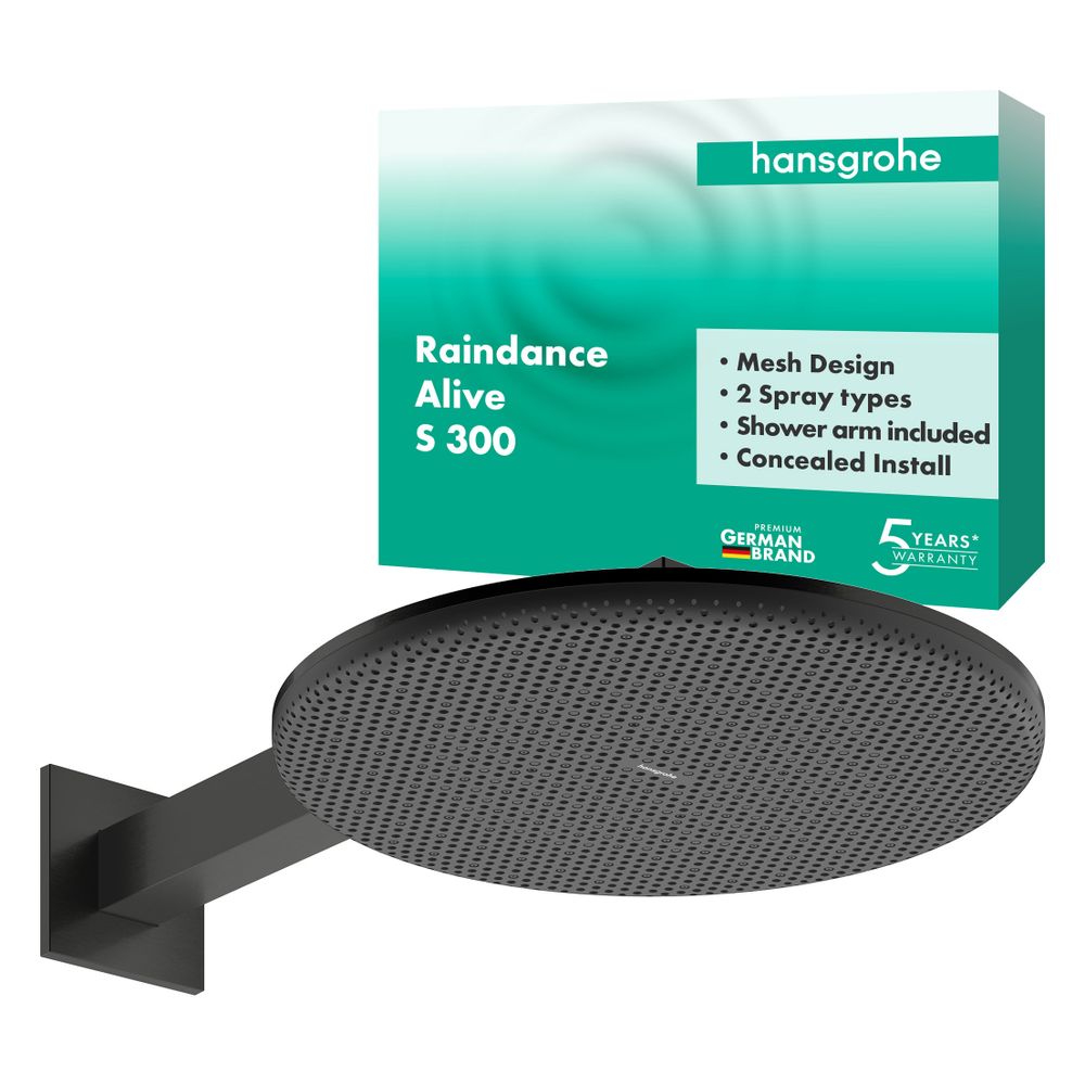 Hansgrohe Raindance Alive S Kopfbrause 300mm, 10,1l/min, 2jet, Brausearm, Brushed B... HANSGROHE-24540340 4059625568262 (Abb. 3)