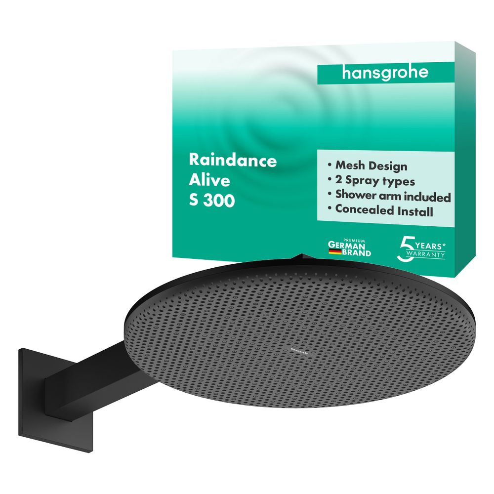 Hansgrohe Raindance Alive S Kopfbrause 300mm, 10,1l/min, 2jet, Brausearm, Mattschwa... HANSGROHE-24540670 4059625449356 (Abb. 3)