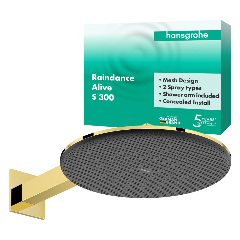 Hansgrohe Raindance Alive S Kopfbrause 300mm, 10,1l/min, 2jet, Brausearm, Polished ... HANSGROHE-24540990 4059625568255 (Abb. 3)