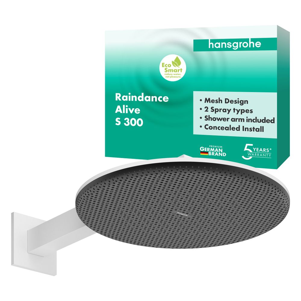 Hansgrohe Raindance Alive S Kopfbrause 300mm, 6,6l/min, 2jet EcoSmart, Brausearm, M... HANSGROHE-24541700 4059625449400 (Abb. 3)