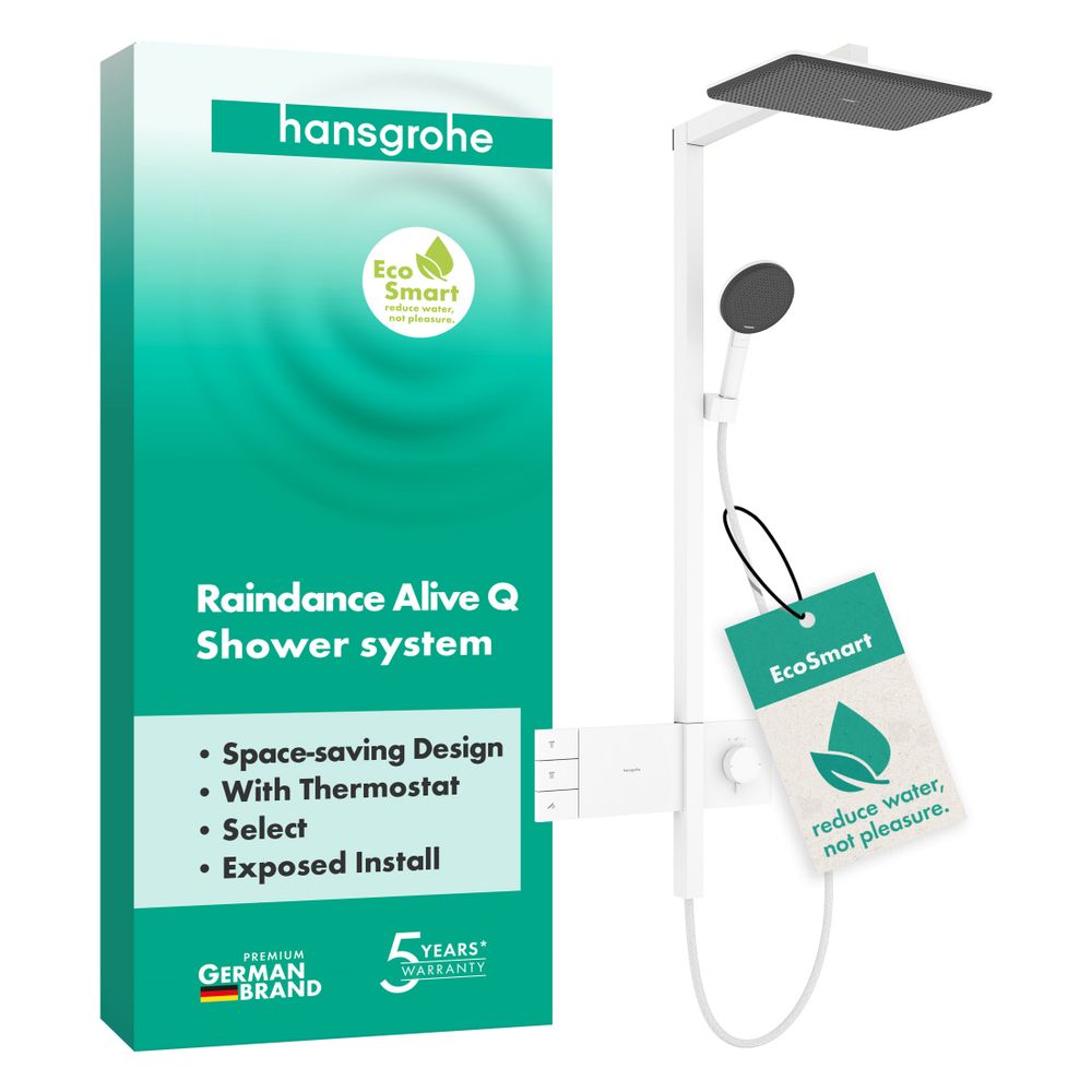 Hansgrohe Raindance Alive Q Showerpipe Duschsystem 210x340mm, 2jet EcoSmart, Shower... HANSGROHE-24591700 4059625568637 (Abb. 2)