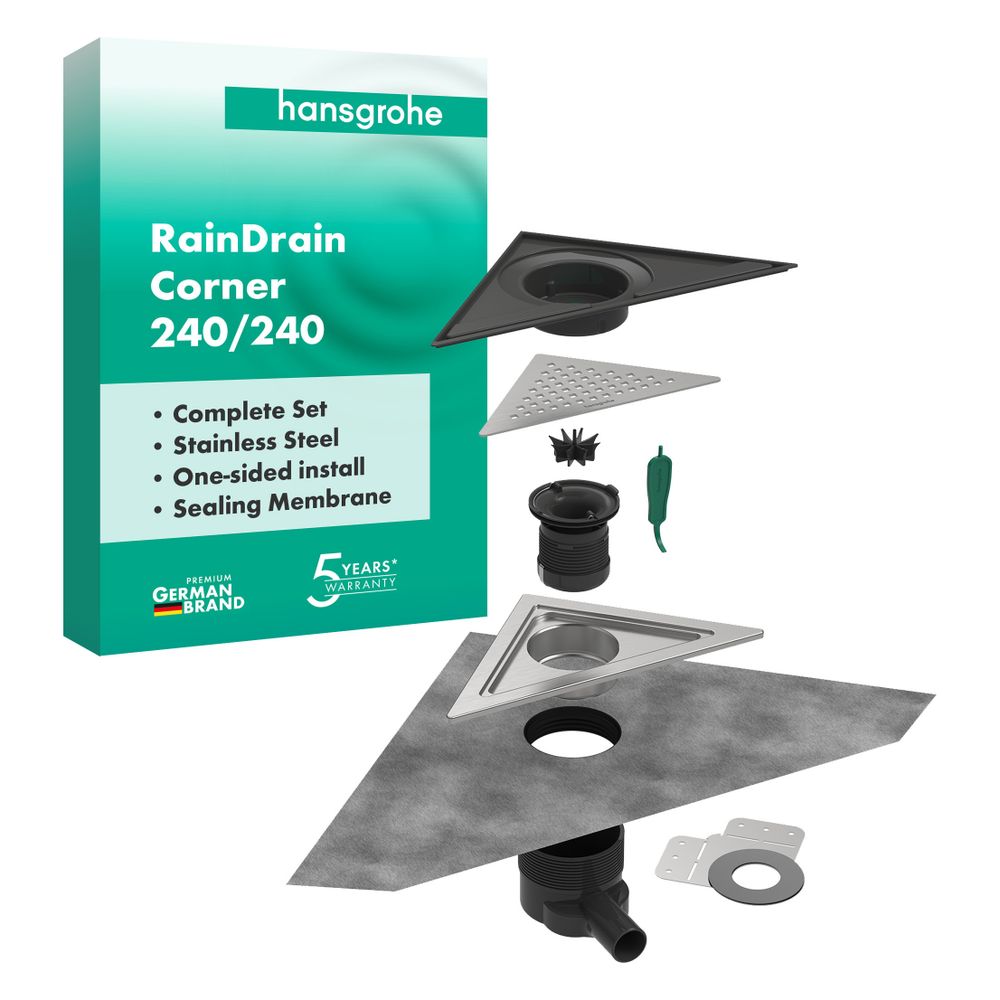 Hansgrohe RainDrain Corner Komplettset Punktablauf 240x240mm, Edelstahl gebürstet... HANSGROHE-56252800 4059625489444 (Abb. 4)