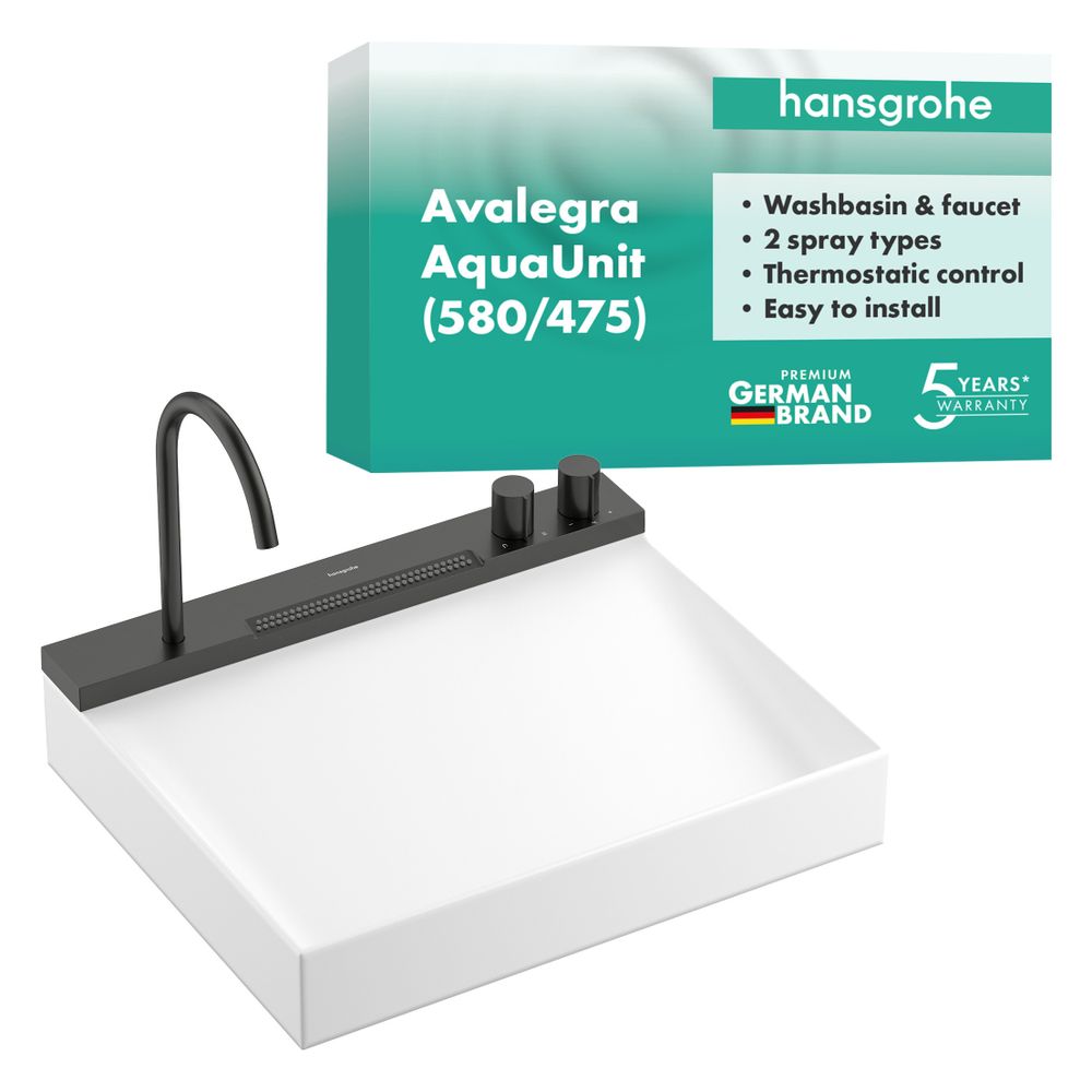 Hansgrohe Aufsatzwaschtisch Avalegra AquaUnit, 580x475x100mm, Armatur, Brushed Blac... HANSGROHE-22472340 4059625626412 (Abb. 2)