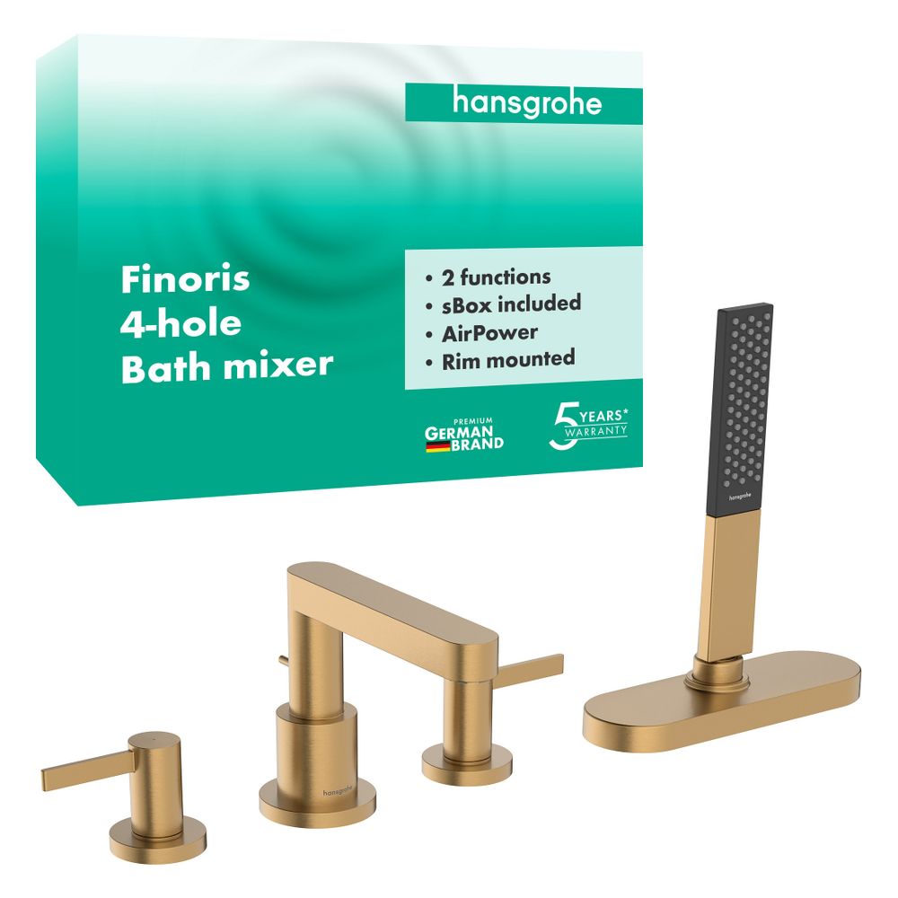 Hansgrohe Finoris 4-Loch Wannenrandarmatur, 23,5l/min, sBox, Brushed Bronze... HANSGROHE-76444140 4059625751855 (Abb. 2)