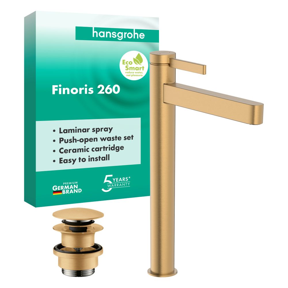 Hansgrohe Finoris Einhebel-Waschtischmischer 260mm, 5l/min, für Aufsatzwaschtische,... HANSGROHE-76070140 4059625813430 (Abb. 2)