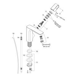 Hansgrohe AXOR Urquiola Einhebel-Waschtischmischer 130mm, 5l/min, Zugstangen-Ablauf... HANSGROHE-11020000 4011097598512 (Abb. 1)