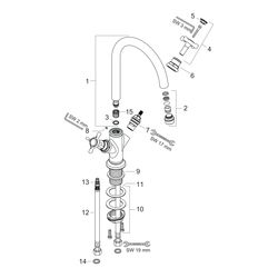 Hansgrohe AXOR Montreux 2-Griff Waschtischarmatur 210mm, 5l/min, Kreuzgriffen, Abla... HANSGROHE-16506000 4011097515250 (Abb. 1)