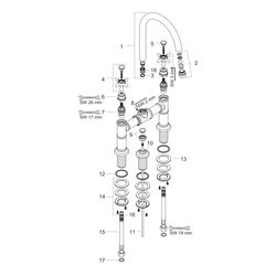 Hansgrohe AXOR Montreux 2-Griff Waschtischarmatur 220mm, 5l/min, Kreuzgriffen, Zugs... HANSGROHE-16510000 4011097515281 (Abb. 1)