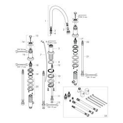 Hansgrohe AXOR Montreux 3-Loch Waschtischarmatur 180mm, 5l/min, Kreuzgriffen, Zugst... HANSGROHE-16513990 4011097879697 (Abb. 1)