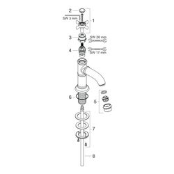 Hansgrohe AXOR Montreux Standventil 50mm, 5l/min, Kreuzgriff ohne Ablaufgarnitur, B... HANSGROHE-16530820 4011097517919 (Abb. 1)