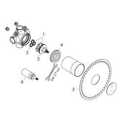 Hansgrohe AXOR Grundkörper für Quattro 4-Wege Umstellventil Unterputz, DN 20, 65l/m... HANSGROHE-16930180 4059625032190 (Abb. 1)