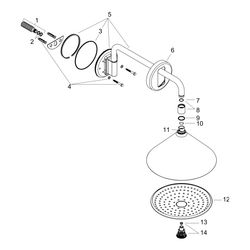 Hansgrohe AXOR Showers/Front Kopfbrause 240mm, 15l/min, 2jet, Brausearm, Polished G... HANSGROHE-26021990 4011097836645 (Abb. 1)