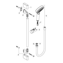 hansgrohe Crometta Brauseset 100mm Vario mit Brausestange 900mm 13,8l/min Weiß/Chro... HANSGROHE-26536400 4011097792019 (Abb. 1)