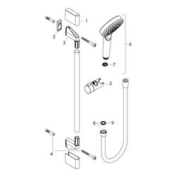 hansgrohe Crometta Brauseset 100mm 1jet EcoSmart mit Brausestange 900mm 6,7l/min We... HANSGROHE-26539400 4011097791982 (Abb. 1)