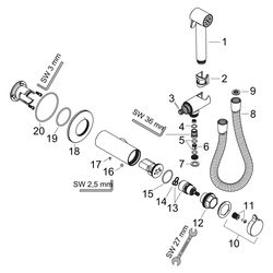 Hansgrohe AXOR Bidette Showers Handbrause 1jet rund für MW, Brausehalter, Brausesch... HANSGROHE-29242250 4059625634820 (Abb. 1)