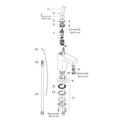 Hansgrohe AXOR Citterio Einhebel-Waschtischmischer 80mm, 5l/min, Pin-Griff für HWB,... HANSGROHE-39015000 4011097391281 (Abb. 1)