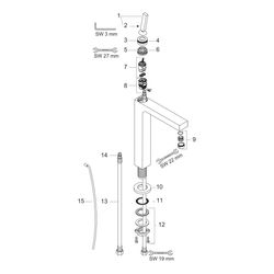Hansgrohe AXOR Citterio Einhebel-Waschtischmischer 280mm, 5l/min, Pin-Griff für AWT... HANSGROHE-39020140 4011097914275 (Abb. 1)