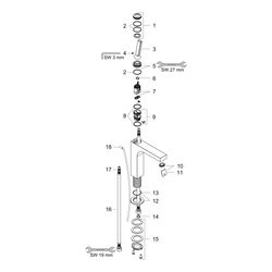 Hansgrohe AXOR Citterio Einhebel-Waschtischmischer 90mm, 5l/min, Pin-Griff für HWB,... HANSGROHE-39035000 4011097648903 (Abb. 1)