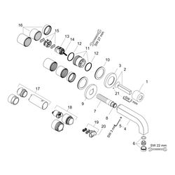 Hansgrohe AXOR Citterio Einhebel-Waschtischmischer UP, 5l/min, für Wandmontage, Pin... HANSGROHE-39113000 4011097488622 (Abb. 1)