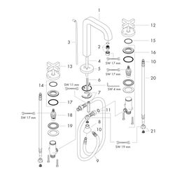 Hansgrohe AXOR Citterio 3-Loch Waschtischarmatur 170, Auslauf 140mm, Kreuzgriffen, ... HANSGROHE-39133000 4011097400563 (Abb. 1)