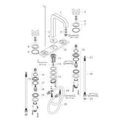 Hansgrohe AXOR Citterio 3-Loch Waschtischarmatur 170, Auslauf 140mm, Kreuzgriffen, ... HANSGROHE-39134000 4011097400587 (Abb. 1)