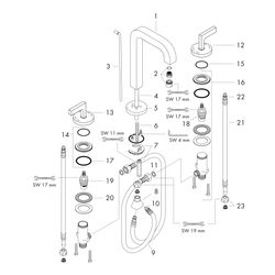 Hansgrohe AXOR Citterio 3-Loch Waschtischarmatur 170, Auslauf 140mm, Hebelgriff, Ro... HANSGROHE-39135000 4011097400600 (Abb. 1)