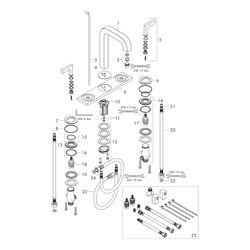 Hansgrohe AXOR Citterio 3-Loch Waschtischarmatur 170, Auslauf 140mm, Hebelgriff, Pl... HANSGROHE-39136000 4011097400624 (Abb. 1)
