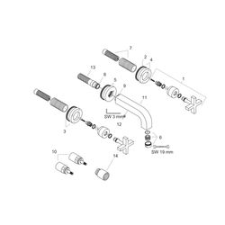 Hansgrohe AXOR Citterio 3-Loch Waschtischarmatur UP für Wandm, Auslauf 222mm, Kreuz... HANSGROHE-39143000 4011097400686 (Abb. 1)