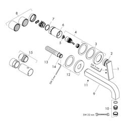 Hansgrohe AXOR Citterio Einhebel-Waschtischmischer UP 5l/min für Wandm., Hebelgriff... HANSGROHE-39181000 4059625358719 (Abb. 1)