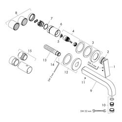 Hansgrohe AXOR Citterio Einhebel-Waschtischmischer UP 5l/min Wand, Hebel, Ausl. 220... HANSGROHE-39181950 4059625374894 (Abb. 1)