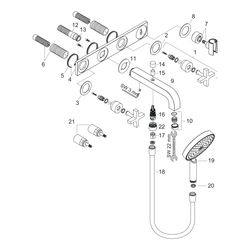 Hansgrohe AXOR Wannenarmatur Citterio 3-Loch Unterputz Wandmontage, Handbrause, Kre... HANSGROHE-39441000 4011097488769 (Abb. 1)