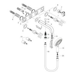 Hansgrohe AXOR Wannenarmatur Citterio 3-Loch Unterputz Wandmontage, Handbrause, Kre... HANSGROHE-39441990 4011097918402 (Abb. 1)