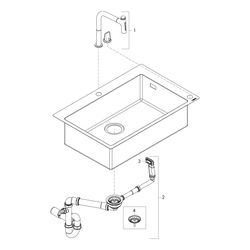 hansgrohe Spülencombi 660 C71-F660-08 chrom... HANSGROHE-43202000 4059625007006 (Abb. 1)