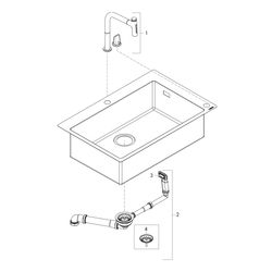 hansgrohe Select 200 Spülencombi 660 C51-F660-07 chrom... HANSGROHE-43218000 4059625100493 (Abb. 1)