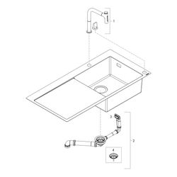 hansgrohe Select 200 Spülencombi 450 mit Abtropffläche C51-F450-08 chrom... HANSGROHE-43219000 4059625100486 (Abb. 1)