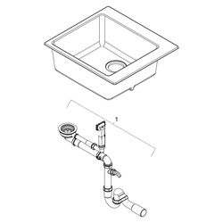 Hansgrohe Einbauspüle S53 S530-F400, manueller Garnitur, Steingrau... HANSGROHE-43361290 4059625514467 (Abb. 1)
