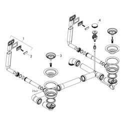 hansgrohe D15-11 Automatische Ab-, Überlaufgarnitur für Doppelbecken, Edelstahl... HANSGROHE-43932800 4059625248706 (Abb. 1)