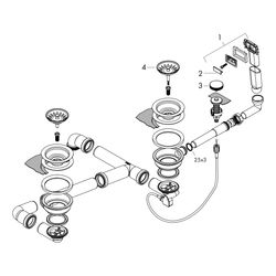 hansgrohe D17-11 Automatische Ab-, Überlaufgarnitur für Doppelbecken Granit, Chrom... HANSGROHE-43938000 4059625104972 (Abb. 1)