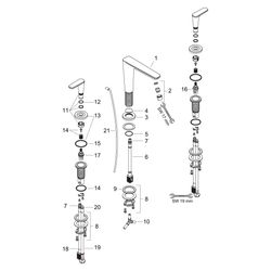 Hansgrohe AXOR Citterio C 3-Loch Waschtischarmatur 125, DN 15, Zugstangen-Ablaufgar... HANSGROHE-49060000 4059625559000 (Abb. 1)