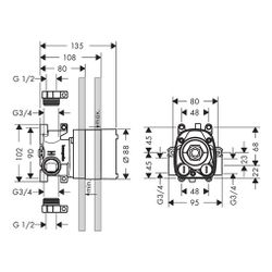 Hansgrohe AXOR ShowerSolutions Grundkörper für Thermostatmodul 120x120mm Unterputz,... HANSGROHE-10754180 4011097625690 (Abb. 1)
