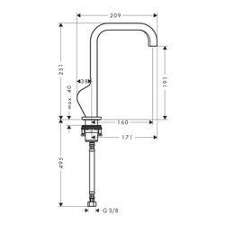 Hansgrohe AXOR Citterio Einhebel-Waschtischmischer 190mm, 5l/min, Pin-Griff, Ablauf... HANSGROHE-39037140 4011097962108 (Abb. 1)