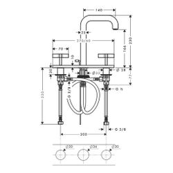 Hansgrohe AXOR Citterio 3-Loch Waschtischarmatur 170, Auslauf 140mm, Kreuzgriffen, ... HANSGROHE-39134800 4011097915975 (Abb. 1)