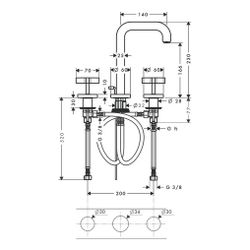 Hansgrohe AXOR Citterio 3-Loch Waschtischarmatur 170, Auslauf 140mm, Kreuzgriffen, ... HANSGROHE-39133140 4011097915777 (Abb. 1)